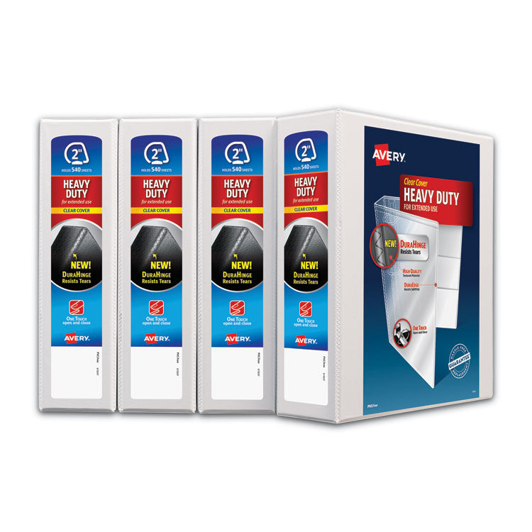 Heavy-Duty Non Stick View Binder With Durahinge And Slant Rings, 3 Rings, 2" Capacity, 11 X 8.5, White, 4/pack