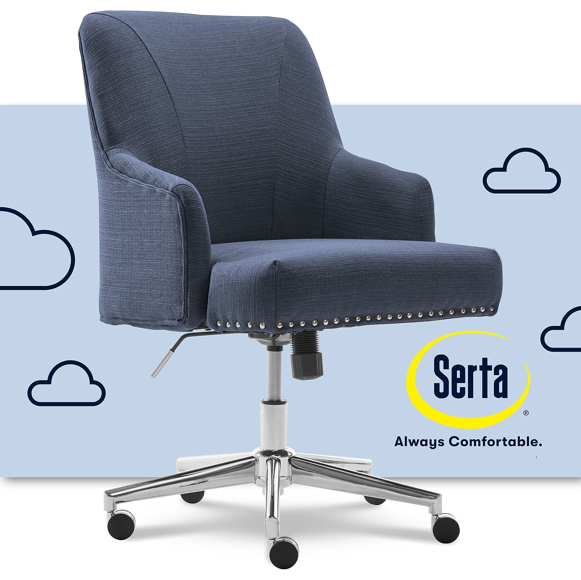 Serta Style Leighton Fabric Swivel Computer and Desk Chair, Blue (47925A)