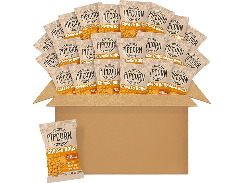 Pipcorn Gluten Free Real Cheddar Cheese Balls, 1 oz., 24 Bags/Carton (CBC1C24)