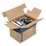 SmoothMove Prime Moving/Storage Boxes, Hinged Lid, Regular Slotted Container, Small, 12" x 16" x 12", Brown/Blue, 15/Carton