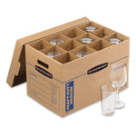 SmoothMove Kitchen Moving Kit with Dividers + Foam, Half Slotted Container (HSC), Medium, 12.25" x 18.5" x 12", Brown/Blue