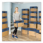 SmoothMove Prime Moving/Storage Boxes, Hinged Lid, Regular Slotted Container, Small, 12" x 16" x 12", Brown/Blue, 15/Carton