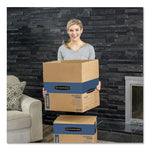 SmoothMove Prime Moving/Storage Boxes, Hinged Lid, Regular Slotted Container, Small, 12" x 16" x 12", Brown/Blue, 10/Carton