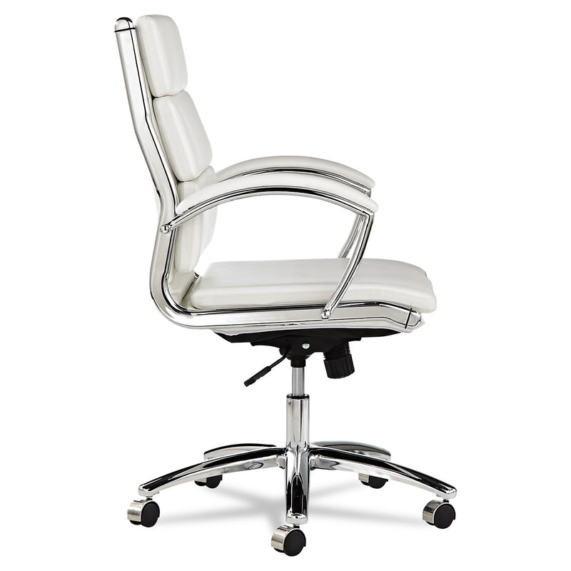 Neratoli, Mid-Back Swivel/Tilt Chair, White Faux Leather, Chrome Frame