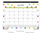 2024-2025 Blue Sky Teacher Dots 22" x 17" Academic Monthly Desk Pad Calendar (105496-A25)
