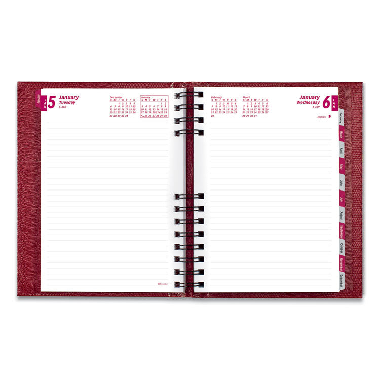 CoilPro Ruled Daily Planner, 8.25 x 5.75, Red Cover, 12-Month (Jan to Dec): 2025
