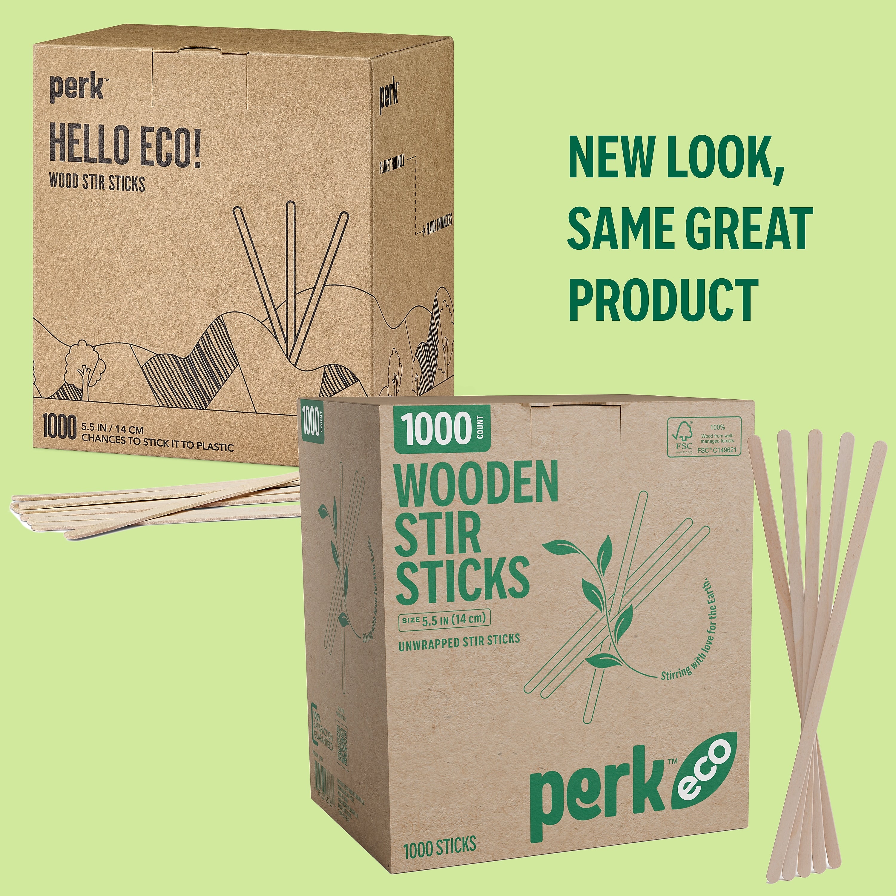 Perk™ Eco Wooden Stirrer, 5.5", 1000/Pack (PK61996)