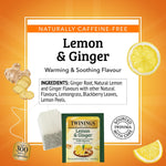 Twinings Lemon and Ginger Herbal Caffeine Free Tea Bags, 50/Box (F14990)