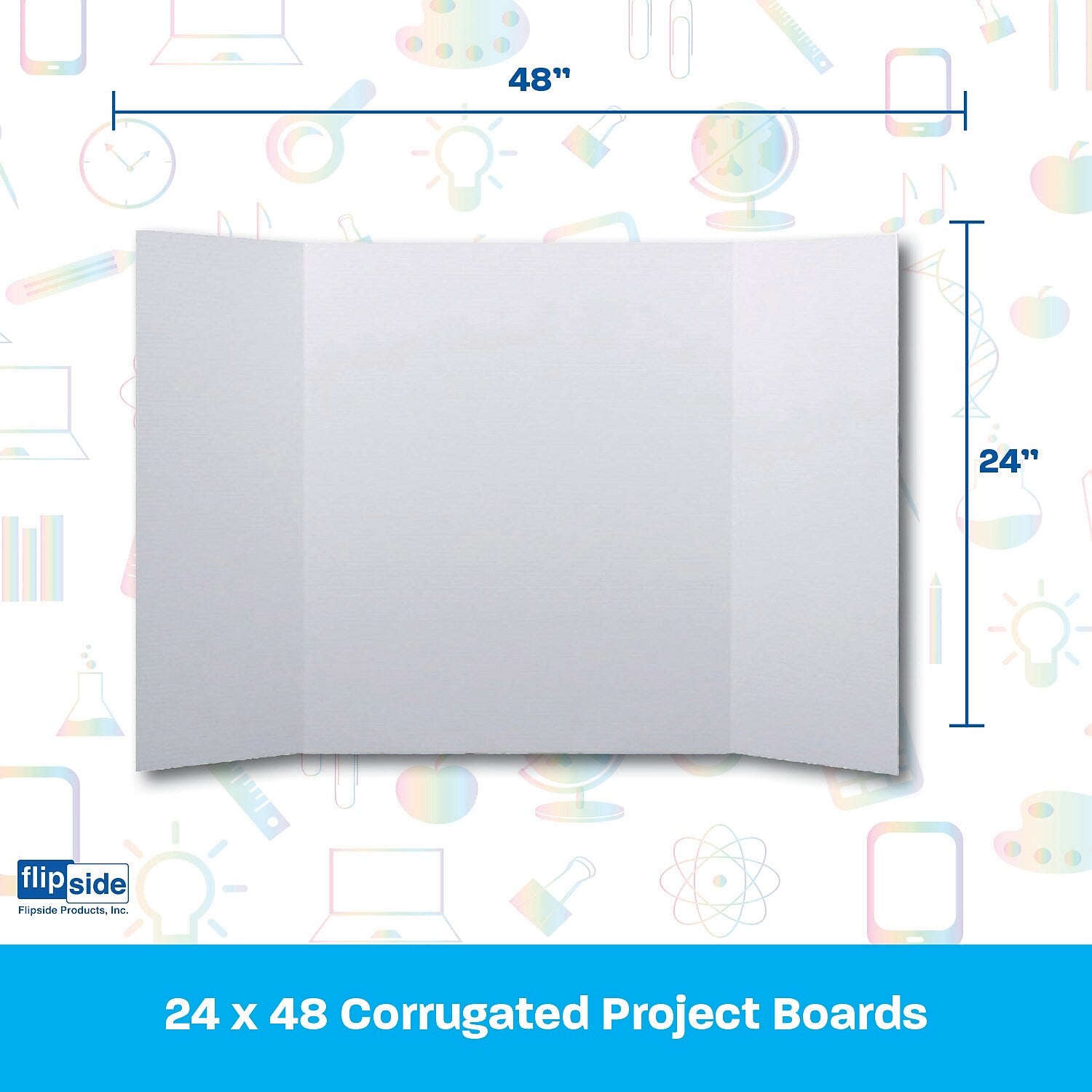 Flipside Corrugated Project Board, 2' x 4', White, 24/Carton (30022-24)