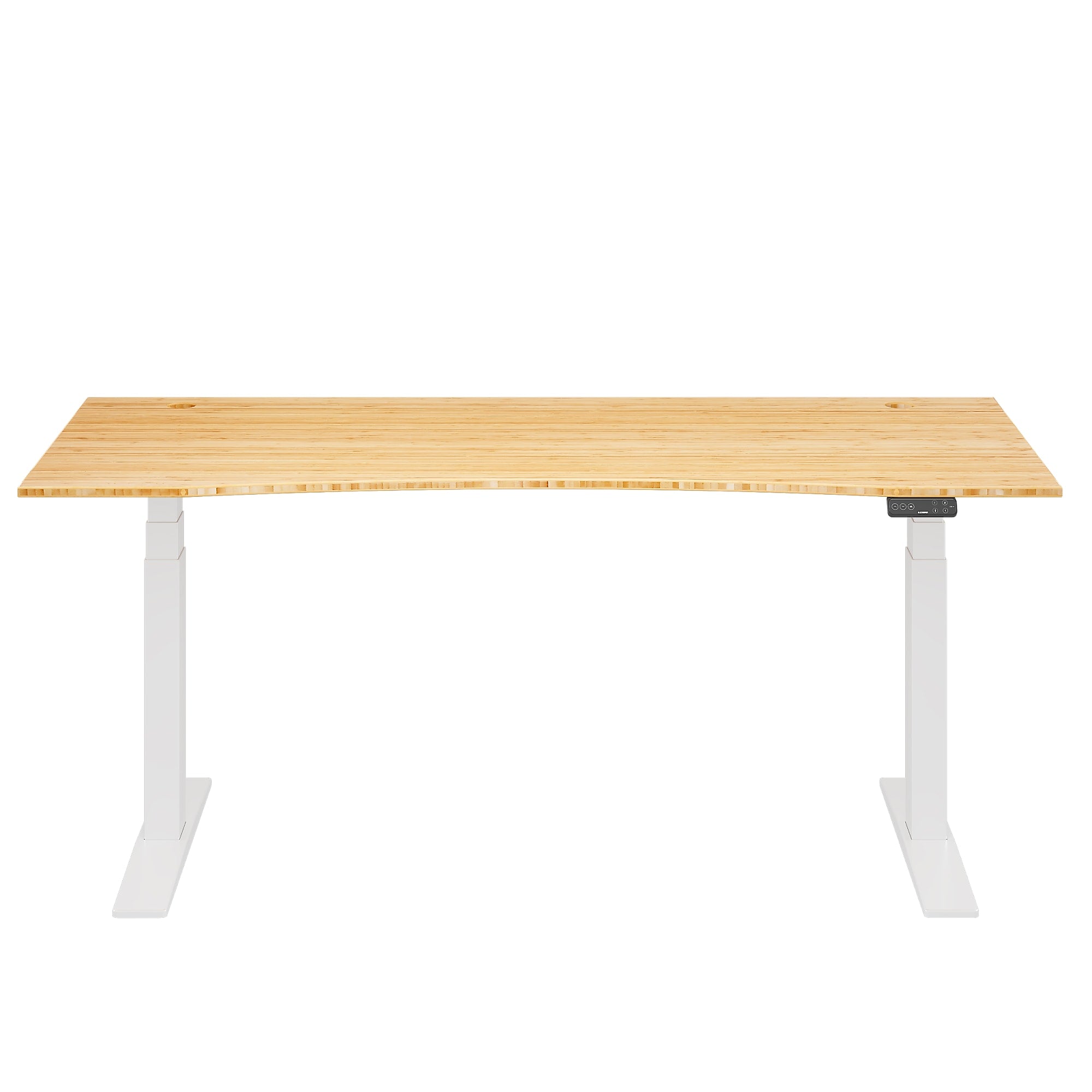 FlexiSpot E7COMMERCIAL 72''W Electric Adjustable Bamboo Standing Desk, Bamboo/White (E7WCOMCR7230LBZB)