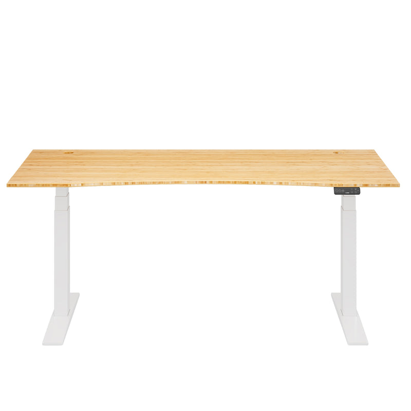 FlexiSpot E7COMMERCIAL 72''W Electric Adjustable Bamboo Standing Desk, Bamboo/White (E7WCOMCR7230LBZB)