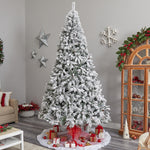 Nearly Natural 10-ft Flocked West Virginia Fir Artificial Christmas Tree with 800 Clear LED Lights and 1680 Tips (T3381)