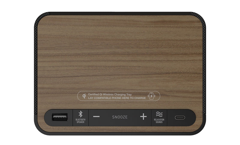 NonStop Station A 6.3" Bluetooth Alarm Clock with Qi Wireless Charging, WanlnutSand (NSA3-WFB)
