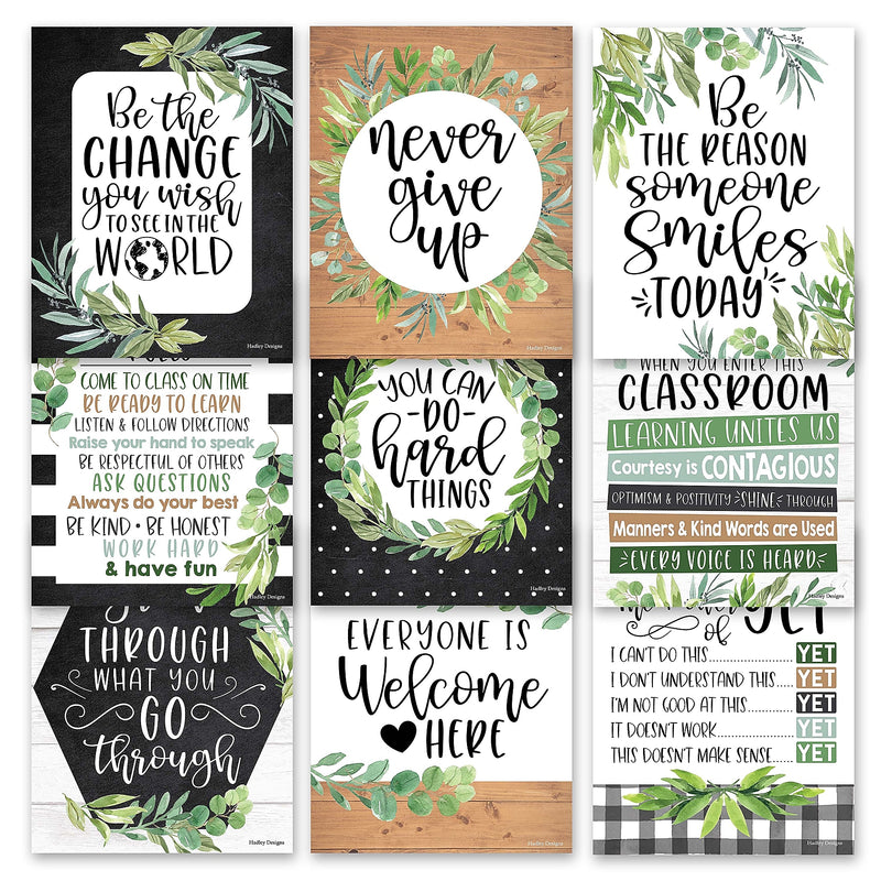 Hadley Designs 14" x 11" Boho Farmhouse Growth Mindset Classroom Decor Posters, 9/Set (HDDX004A2EQMD)