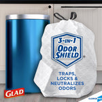 Glad 13 Gallon Trash Bag, 8.5"x8.5", Low Density, .72 mil, White, 100 Bags/Box (CLO 78526)
