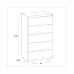 Hirsh Industries® Lateral File Cabinet, 5 Letter/Legal/A4-Size File Drawers, Putty, 30 x 18.62 x 67.62