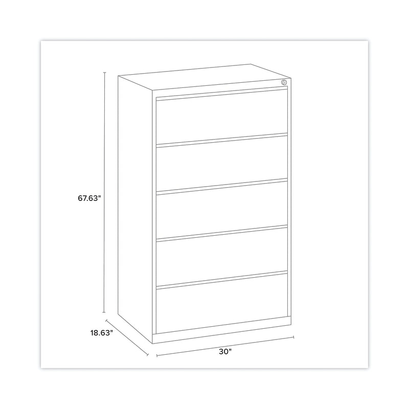 Hirsh Industries® Lateral File Cabinet, 5 Letter/Legal/A4-Size File Drawers, Putty, 30 x 18.62 x 67.62