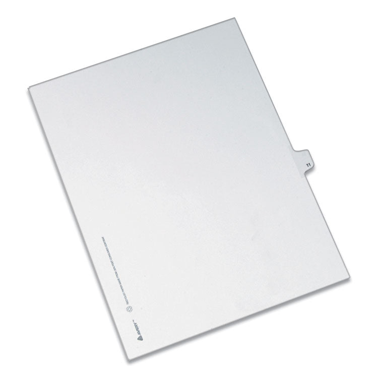 Preprinted Legal Exhibit Side Tab Index Dividers, Allstate Style, 10-Tab, 11, 11 X 8.5, White, 25/pack