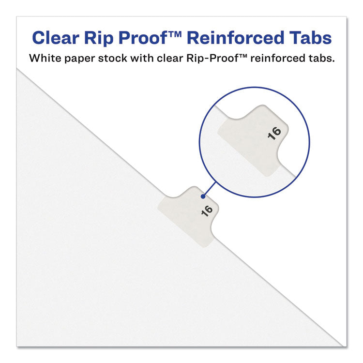 Preprinted Legal Exhibit Side Tab Index Dividers, Avery Style, 10-Tab, 6, 11 X 8.5, White, 25/pack