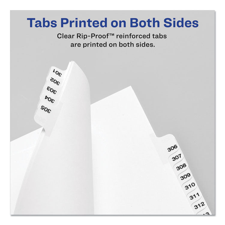 Preprinted Legal Exhibit Side Tab Index Dividers, Avery Style, 25-Tab, 1 To 25, 11 X 8.5, White, 1 Set, (1330)