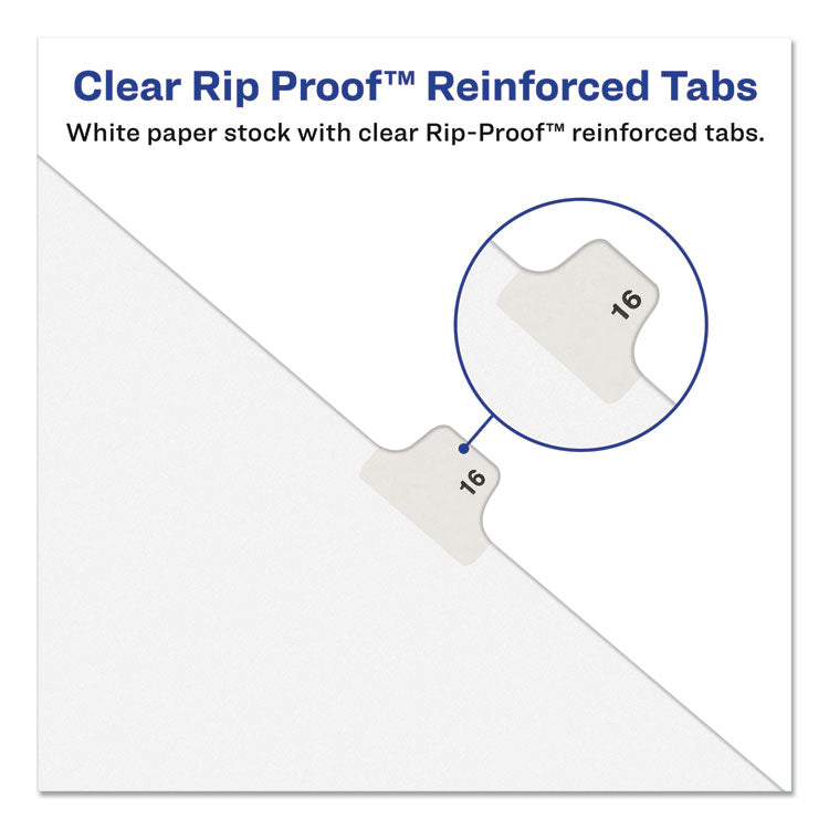 Preprinted Legal Exhibit Side Tab Index Dividers, Avery Style, 25-Tab, Table Of Contents, 11 X 8.5, White, 25/pack