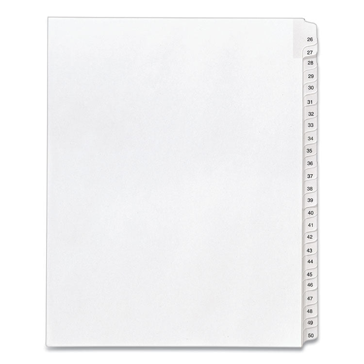 Preprinted Legal Exhibit Side Tab Index Dividers, Allstate Style, 25-Tab, 26 To 50, 11 X 8.5, White, 1 Set, (1702)