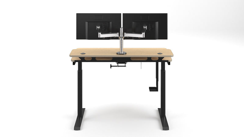 VersaDesk PowerLift Split-Level 48"W Electric Rectangular Adjustable Standing Desk, Maple/Black (PL2SD4830-BM)