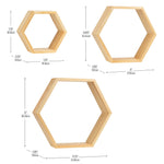 Mind Reader 3-Shelf Mouted Honeycomb Hexagon Floating Shelves, 12" x 3.13" x 13.75" (WWALL3PC-BRN)