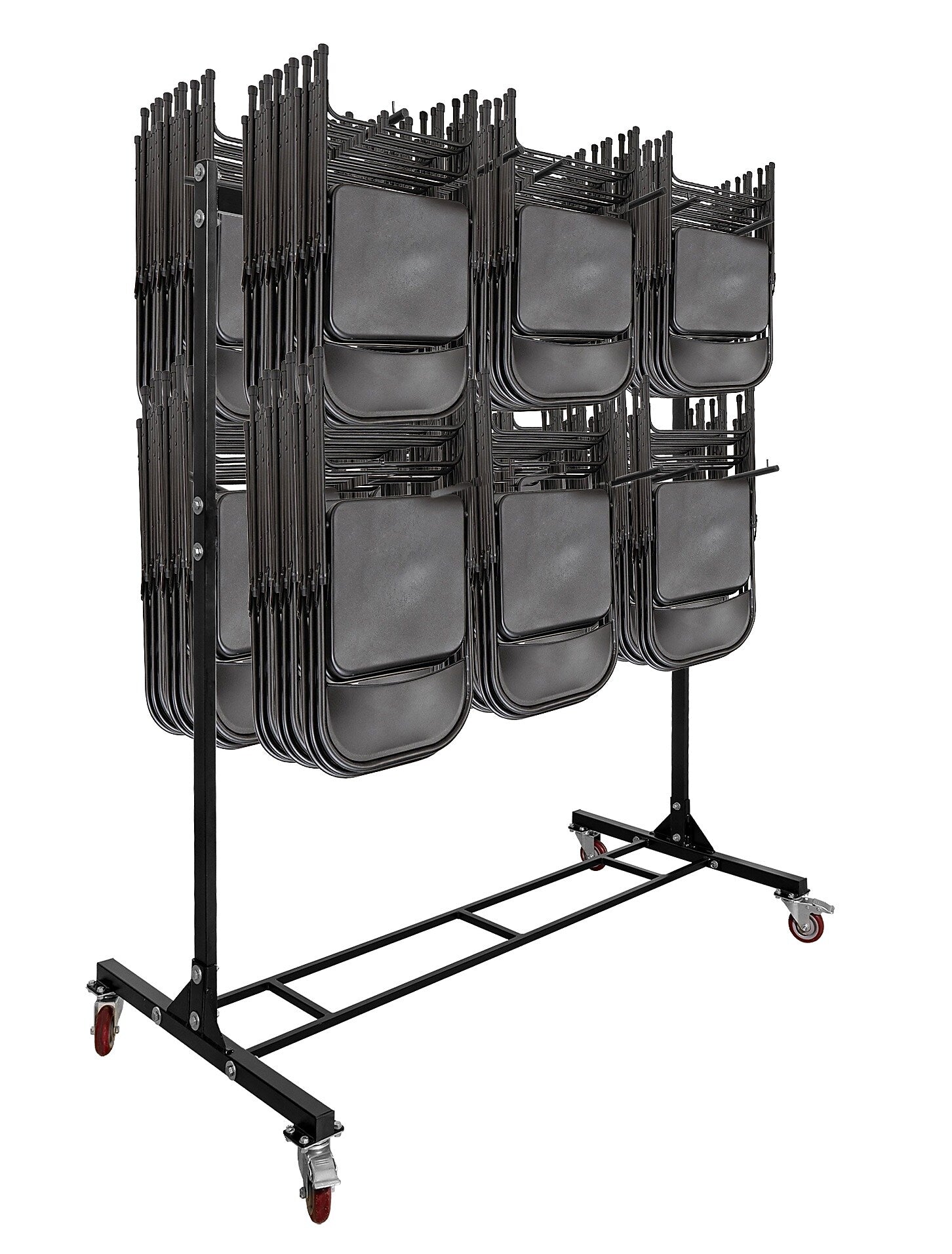 AdirOffice Two Tier Steel Chair Cart, 84 Chair Capacity, Black (690-03)