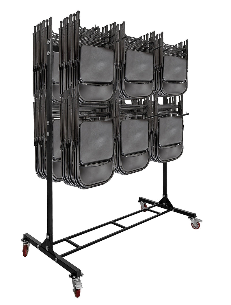 AdirOffice Two Tier Steel Chair Cart, 84 Chair Capacity, Black (690-03)