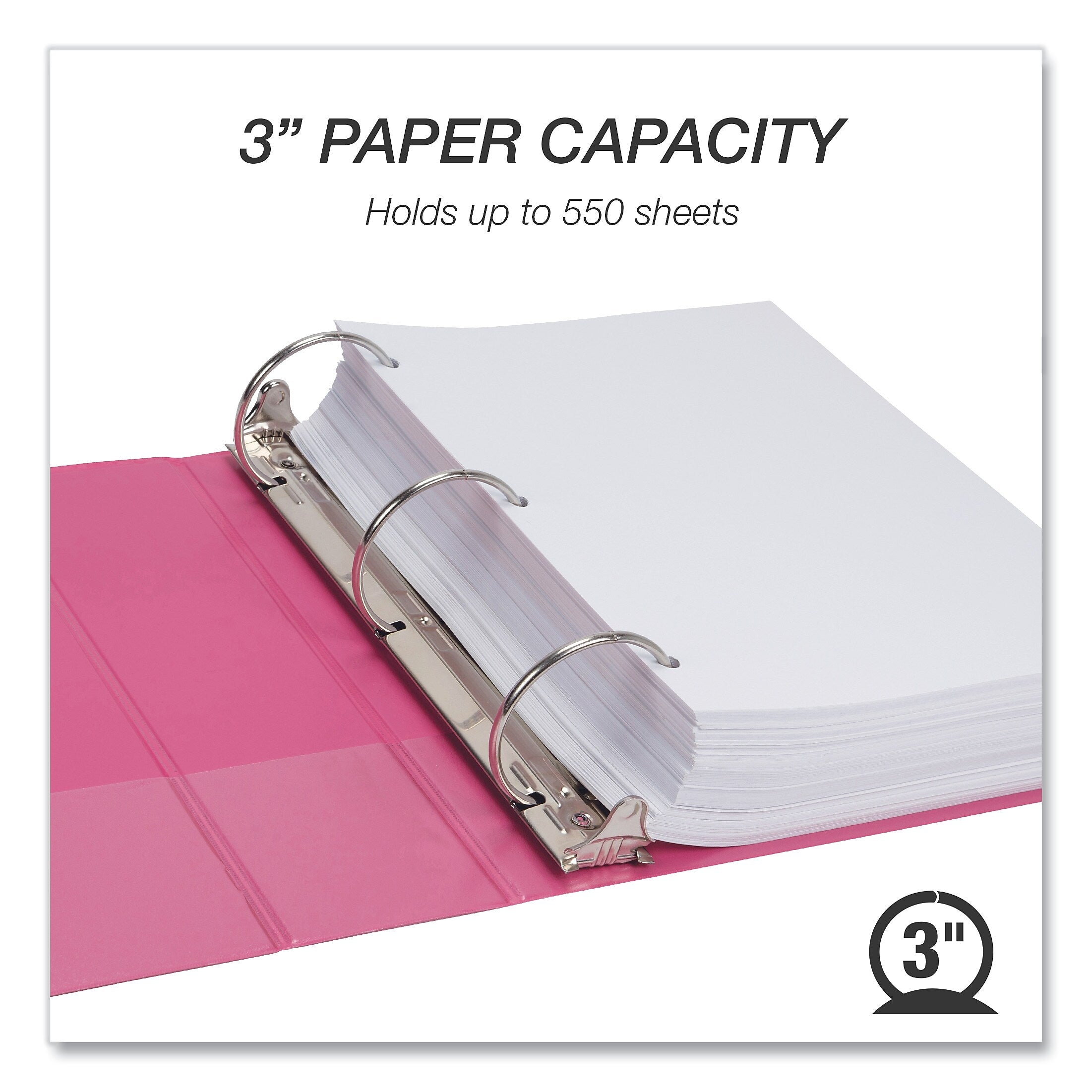 Samsill Earth's Choice 3" 3-Ring View Binders, Pink, 2/Pack (SAMU86876)