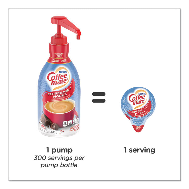 Liquid Creamer Pump Bottle, Peppermint Mocha, 1.5 L Pump Bottle, 2/Carton