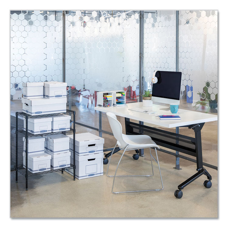 Organizer Storage Boxes, X-Large, 12.75" X 16.5" X 10.5", White/blue, 12/carton