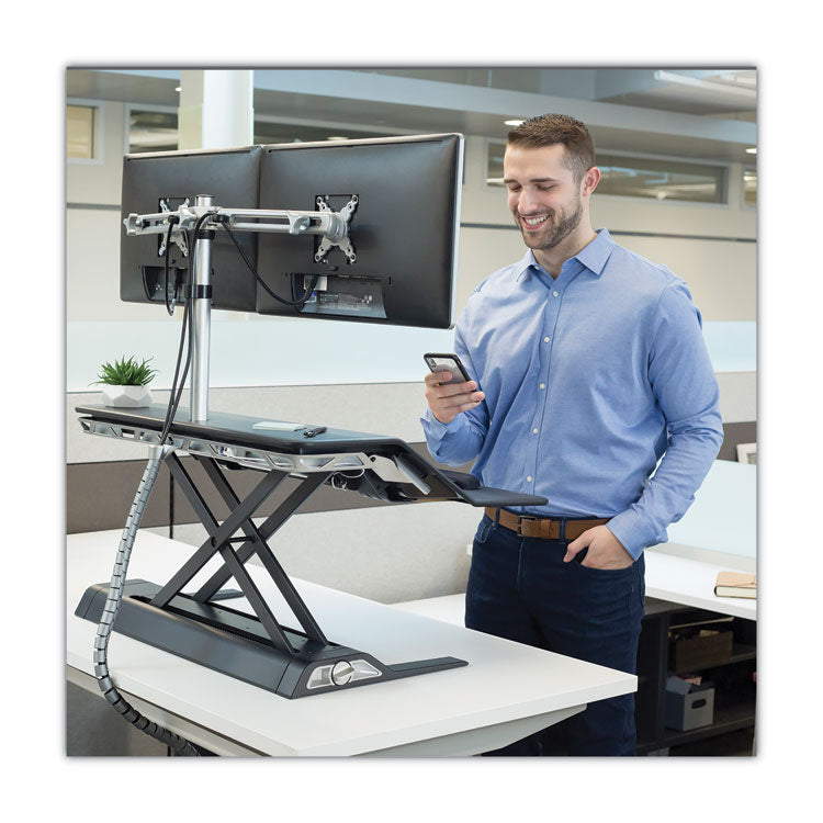Lotus Dx Sit-Stand Workstation, 32.75" X 24.25" X 5.5" To 22.5", Black