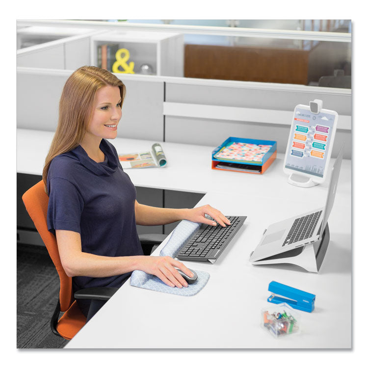 PlushTouch Mouse Pad with Wrist Rest, 7.25 x 9.38, Lattice Design