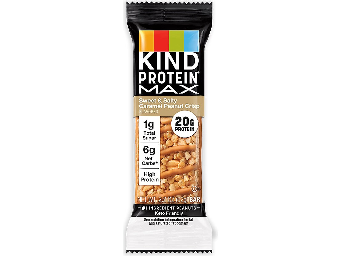 KIND Protein MAX Gluten Free Sweet & Salty Caramel Peanut Crisp Protein Bar, 2.2 oz., 12 Bars/Box (43475)