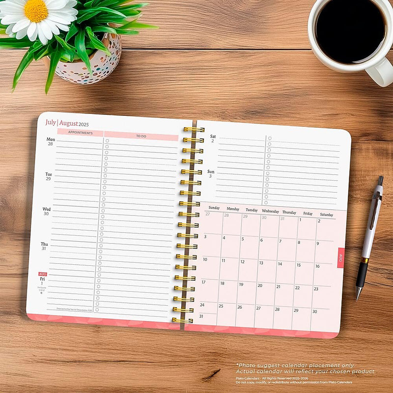 2025-2026 Plato Black Solid 6" x 7.75" Academic Year Weekly Planner, Black (9798330700073)