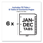 Customizable Table of Contents Ready Index Multicolor Dividers, 12-Tab, Jan. to Dec., 11 x 8.5, White, 6 Sets