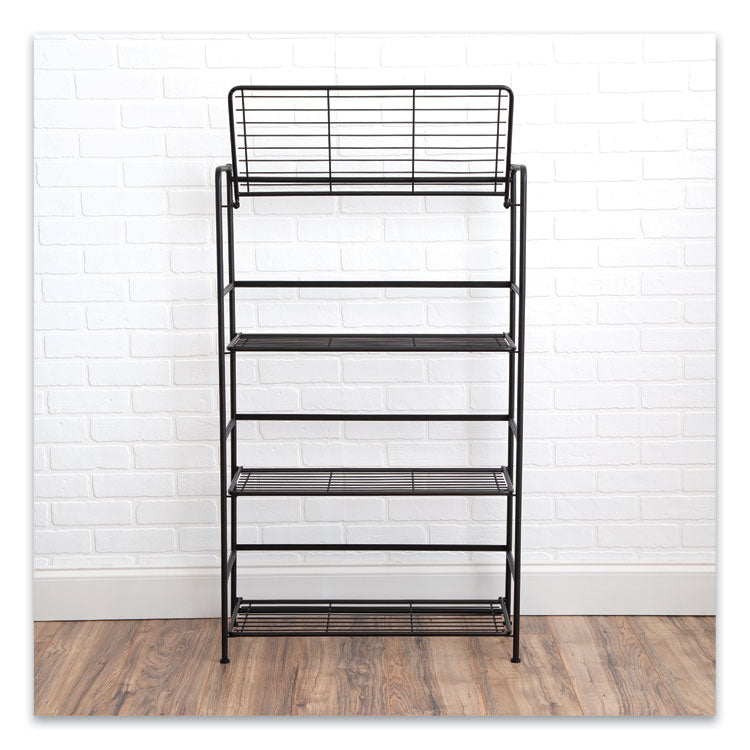 FlipShelf Four-Shelf Unit, 26.5w x 12d x 43h, Black