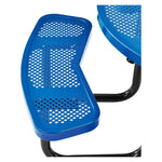 Global Industrial 46" Round Outdoor Steel Picnic Table, Perforated Metal, Blue (262078BL)