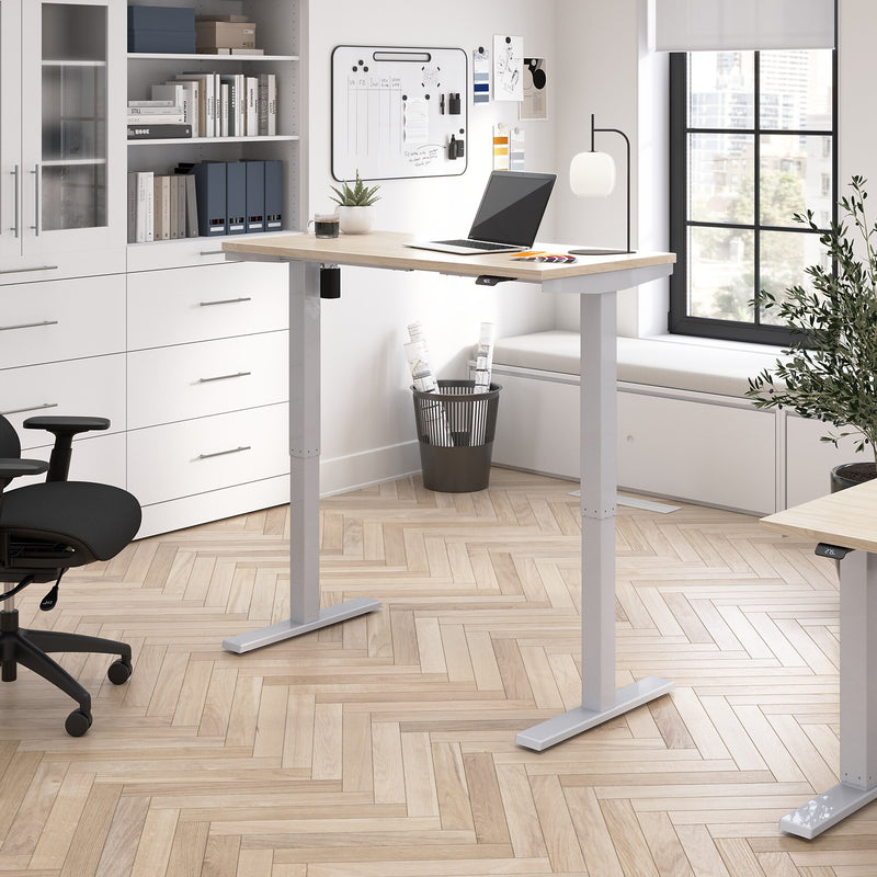 Bush Business Furniture Move 40 Series 48"W Electric Adjustable Standing Desk, Natural Elm/Cool Gray Metallic (M4S4824NESK)