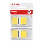 Staples Sunshine Collection Page Flags with Pop-Up Dispenser, 1" Wide, Yellow, 100/Pack (14111)