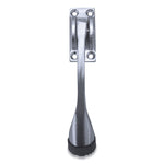 Hinged Kick-Down Door Stop With Rectangular Four-Point Mounting Plate, 0.75" Wide Door Mount, 4.25 Long Stopper, Satin Chrome
