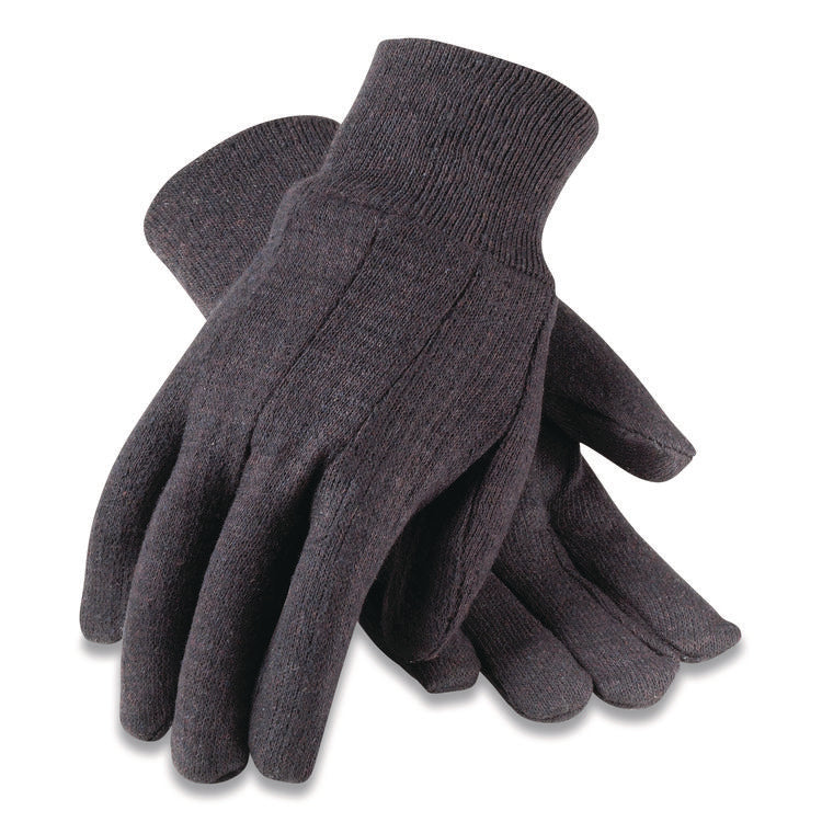 Polyester/Cotton Jersey Gloves, Clute Cut, Straight Thumb, One Size Fits Most, Brown, 12 Pairs