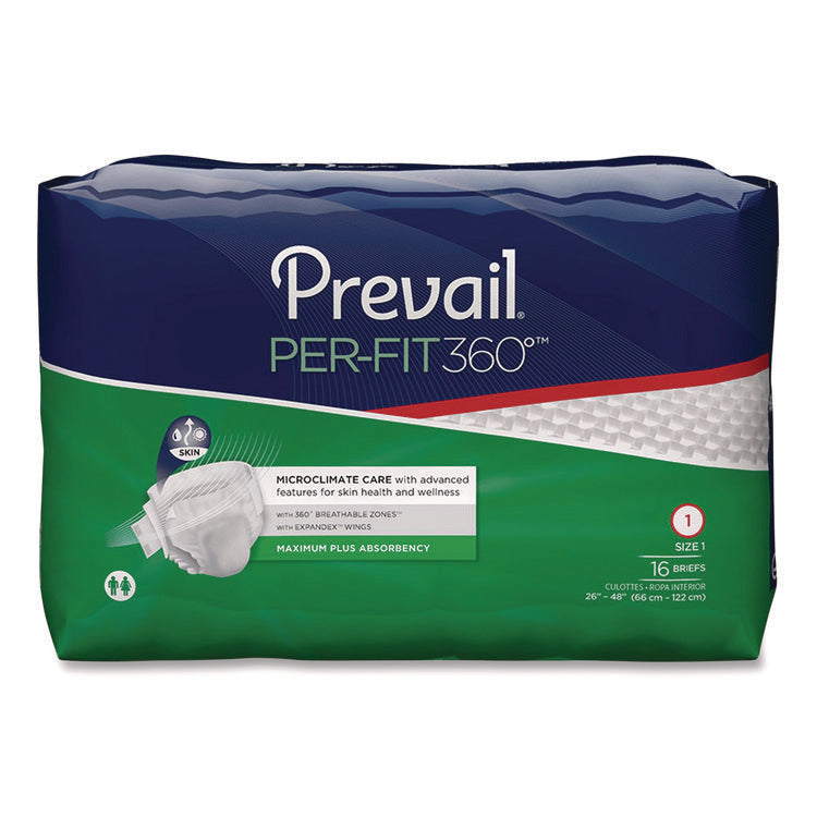 Per-Fit360 Degree Briefs, Maximum Plus Absorbency, Size 1, 26" To 48" Waist, 96/carton
