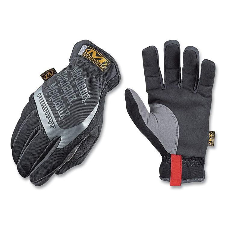 FastFit Work Gloves, Large, Black/Gray, Pair