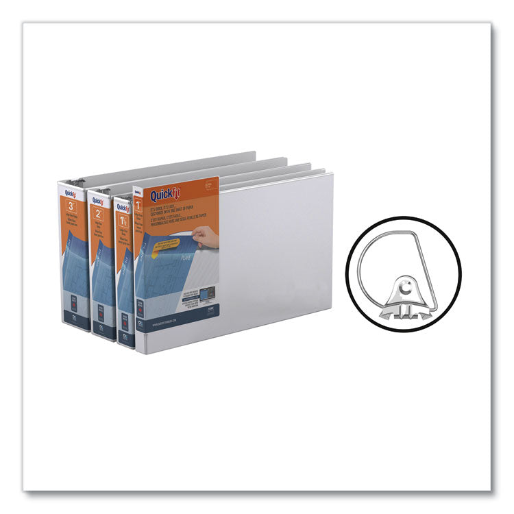 Quickfit Ledger D-Ring View Binder, 3 Rings, 1.5" Capacity, 11 X 17, White