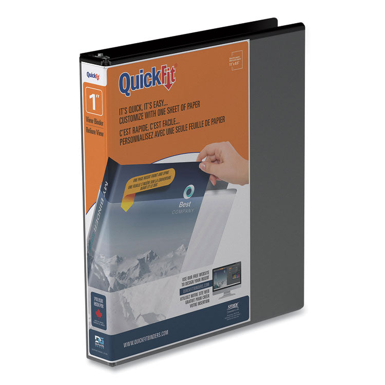 Quickfit D-Ring View Binder, 3 Rings, 1" Capacity, 11 X 8.5, Black