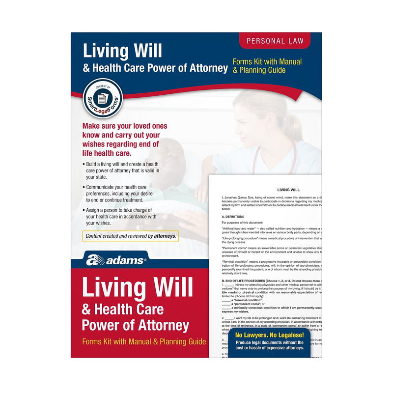 Adams Living Will & Health Care POA Forms and Instructions Kit, 11.69" x 8.88" (ABF K306)
