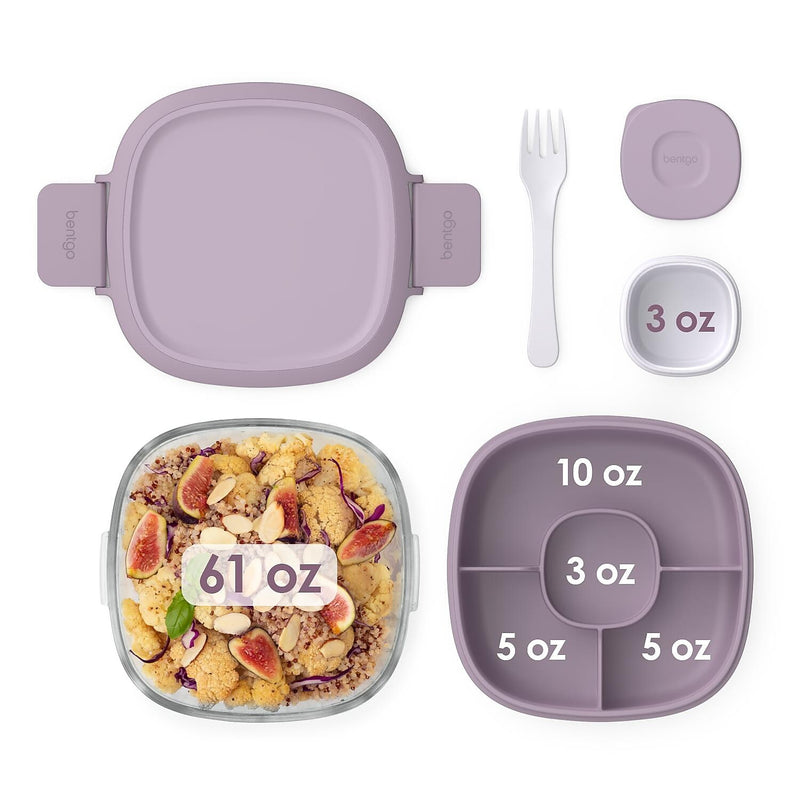 bentgo All-in-One Salad Container, 5-Compartment, Lavender, 61 oz. (BGLASSAL-L)